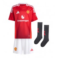 Fotballdrakt Barn Manchester United Antony #21 Hjemmedraktsett 2024-25 Kortermet (+ Korte bukser)